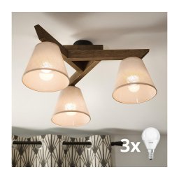 Brilagi - Lustră aplicată LED ANTHONY 3xE14/40W/230V stejar-nuc/bej