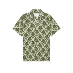 LES DEUX Cămaşă Lesley Flower Tile Aop Ss LDM401102 565215-vintage green/ivory