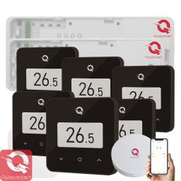 Kit Automatizare Incalzire Pardoseala Wireless Q20, Controller 2x 8 zone, 6x termostat Q30, Gateway Hub, Smart app, Negru