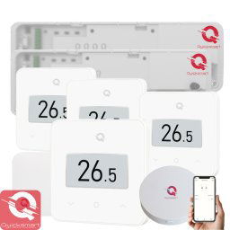 Kit Automatizare Incalzire Pardoseala Wireless Q20, Controller 2x 8 zone, 4x termostat Q30, Gateway Hub, aplicatie Smart, Alb