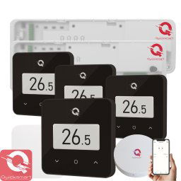 Kit Automatizare Incalzire Pardoseala Wireless Q20, Controller 2x 8 zone, 4x termostat Q30, Gateway Hub, aplicatie Smart, Negru