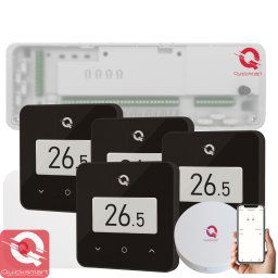 Kit Automatizare Incalzire Pardoseala Wireless Q20, Controller 8 zone, 4x termostat Q30, Gateway Hub, aplicatie, Negru