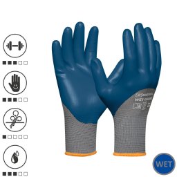 729513_10, Manusi de protectie Wet Guard, din poliester, acoperire cu spuma de nitril, rezistente la ulei si apa , uz profesional, marimea 10/XL