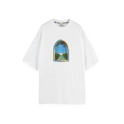 SCOTCH & SODA T-Shirt Loose Fit Front Chest Artwork 180048 SC101 white