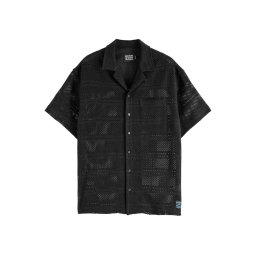 SCOTCH & SODA Cămaşă Crochet-Sleeved Relaxed-Fit 180034 SC00157 washed black