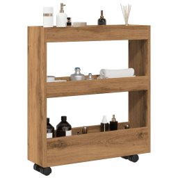 Carucior de depozitare îngust, 3 niveluri stejar artizanal lemn GartenMobel Dekor