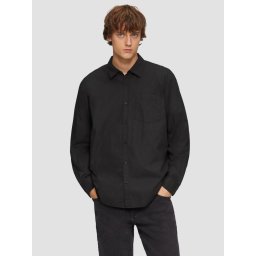 Camasa barbati cu maneca lunga, din bumbac, croiala Regular Fit, Negru (SELECTATI MARIMEA: M)
