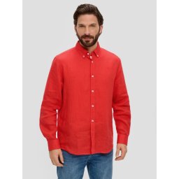 Camasa barbati din in cu maneca lunga si croiala Regular fit, Coral (SELECTATI MARIMEA: 3XL)