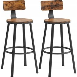 Set 2 scaune de bucatarie/bar, Artool, pal maro rustic, picioare metal negru, 54x99 cm