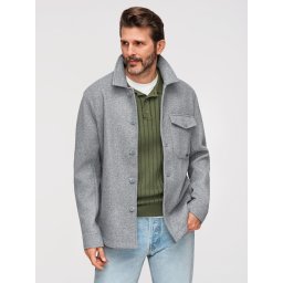 Ombre Men's lightweight fleece jacket with viscose - gray