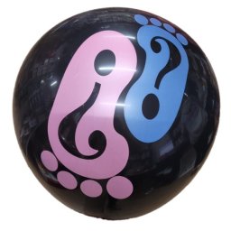 Balon jumbo dezvaluire sexul copilului negru cu confetti roz si albastru picioruse 90 cm