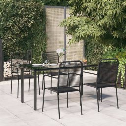 Set de masa gradina, 5 piese, franghie neagra din bumbac & otel GartenMobel Dekor