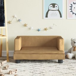 Canapea pentru copii, maro, 60x40x30 cm, catifea GartenMobel Dekor