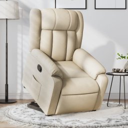 Fotoliu rabatabil cu ridicare pe verticala, crem, textil GartenMobel Dekor