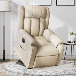 Fotoliu electric rabatabil cu ridicare, crem, textil GartenMobel Dekor