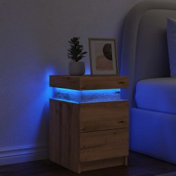 Noptiera cu LED, stejar artizanal, 35x39x55 cm, lemn prelucrat GartenMobel Dekor