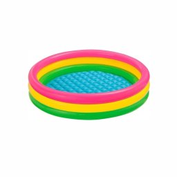 Piscina gonflabila cu podea gonflabila, trei inele colorate 86 cm