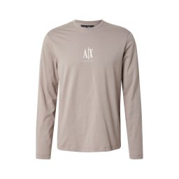 ARMANI EXCHANGE Tricou bej închis / alb