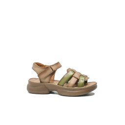 Sandale damă Formazione, maroniu cu verde, din piele naturală FNX2776737-37 EU