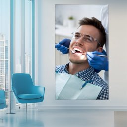 Tablou Canvas Pacient Zâmbitor la Dentist DNT23 (Dimensiune LxH: 80x140cm)