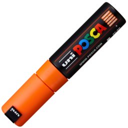 Marker UNI Posca PC-8K, varf tesit, 8.0mm, portocaliu