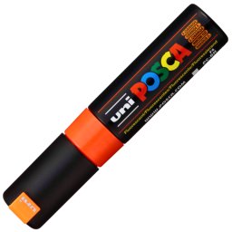Marker UNI Posca PC-8K, varf tesit, 8.0mm, portocaliu fluorescent
