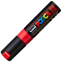 Marker UNI Posca PC-8K, varf tesit, 8.0mm, rosu fluorescent