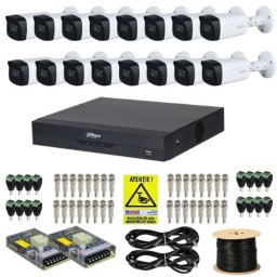 Kit supraveghere complet Dahua 16 camere 5MP IR 80m Starlight Lentila 3.6mm, DVR 16 canale 4K 8MP WizSense, accesorii + Autocolant Rovision