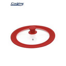 CAPAC STICLA CU MARGINE DIN SILICON AJUSTABILA PE 3 DIMENSIUNI 22/24/26 CM, ROSU, COOKING BY HEINNER
