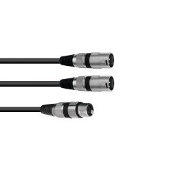 Omnitronic XLR(F)/2xXLR(M) 0.5m Black