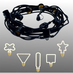 Pachet ghirlanda 10m, E27, IP65 cu 10 becuri LED 4W