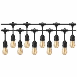 Pachet ghirlanda cu pendule 10m, E27, IP65 cu 10 becuri LED Filament Amber 2W