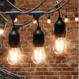 Pachet ghirlanda cu pendule 10m, E27, IP65 cu 10 becuri LED Filament Amber 1W