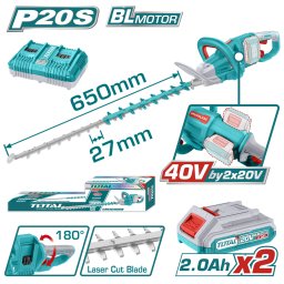 TOTAL - TOTAL - TRIMMER PENTRU TUNS GARD VIU - LI-ION - 40V (INCLUDE ACUMULATOR SI INCARCATOR)