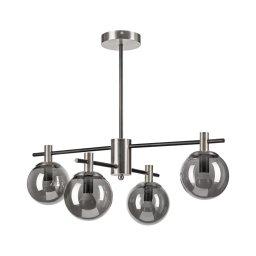 Lustră pe tijă LILOU 4xE14/5W/230V crom mat/fumuriu