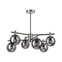 Lustră pe tijă LILOU 6xE14/5W/230V crom mat/fumuriu