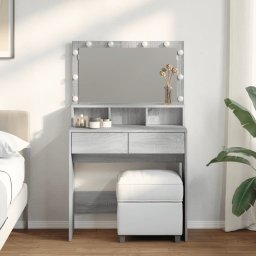 Masa de toaleta cu LED, gri sonoma, 80x41x134,5 cm GartenMobel Dekor
