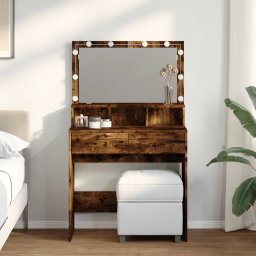 Masa de toaleta cu LED, stejar fumuriu, 80x41x134,5 cm GartenMobel Dekor
