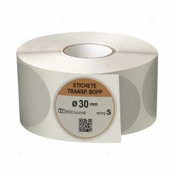 Rola etichete sigiliu transparente, rotunde, diametru 30 mm, adeziv strong, 8000 etichete rola