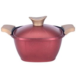 Oala Neoklein SCS22-Red, cu capac, 22 cm, 3.7 L, aluminiu turnat, invelis anti-aderent, Rosu