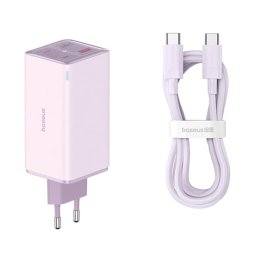 INCARCATOR RETEA Baseus GaN6 Pro, Quick Charge 100W, 2 x USB Type-C Output 5V-3A, 2xUSB, include cablu USB Type-C la USB Type-C de 100W, Mov, "P10162705532-00
