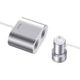 Incarcator Auto Baseus High Efficiency, 95W, 2.1A, 2 x Extensie Bricheta - 2 x USB-A, Argintiu CRDYQ-0S