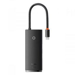 Hub Station Baseus Lite, conectare PC USB Type-C, USB 3.0 x 2, USB Type C x 1 PD, HDMI x 1/4K/30Hz, card reader SD/microSD, Negru