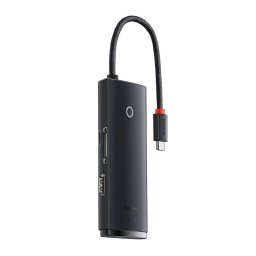 Adaptor Baseus WKQX050001 6-in-1, 2 x USB 3.0, USBC, HDMI, SD, MicroSD, Negru