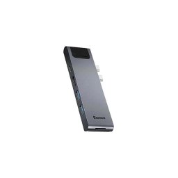 Docking Station Baseus, conectare PC USB Type-C x 2, USB 3.0 x 2, USB Type C x 1 PD 87W,SD x 1,MicroSD x 1,HDMI x 1/4K/60Hz,RJ-45 Gigabit LAN x 1, Gri