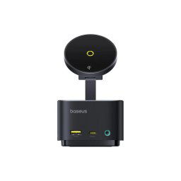 Docking station Baseus MagPro Series II 7-in-1, conectare PC USB-Type-C, USB 3.2 x 1, incarcare wireless 15W, card reader MicroSD/SD, Negru