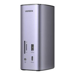 Statir andocare Ugreen, 90325, conectare PC USB Type-C, 1 x jack 3.5mm, SD-microSD Card Slot, 1 x DP Port 4K@60Hz, 1 x RJ-45 Gigabyte, 2 x HDMI 4K, 1 x USB Type-C PD 100W, 2 × USB-A 3.2 Gen 1, Argintiu