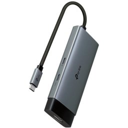 Hub TP-Link, porturi USB: USB 3.0x2 + USB-C PDx1, USB-C x 1, 1 x HDMI, conectare prin USB Type-C, lungime cablu 10 cm, Gri-Negru