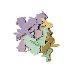 Figurine iepurasi lemn color pentru aranjamente florale set 18 buc
