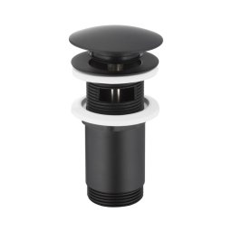 Ventil de lavoar cu preaplin KFA Armatura 660-254-81 CLICK-CLACK d. 6,6 cm negru mat